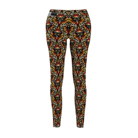 Flame Graphics Maximalist Streetwear Women's Cut & Sew Casual Leggings - 8404 Design-59