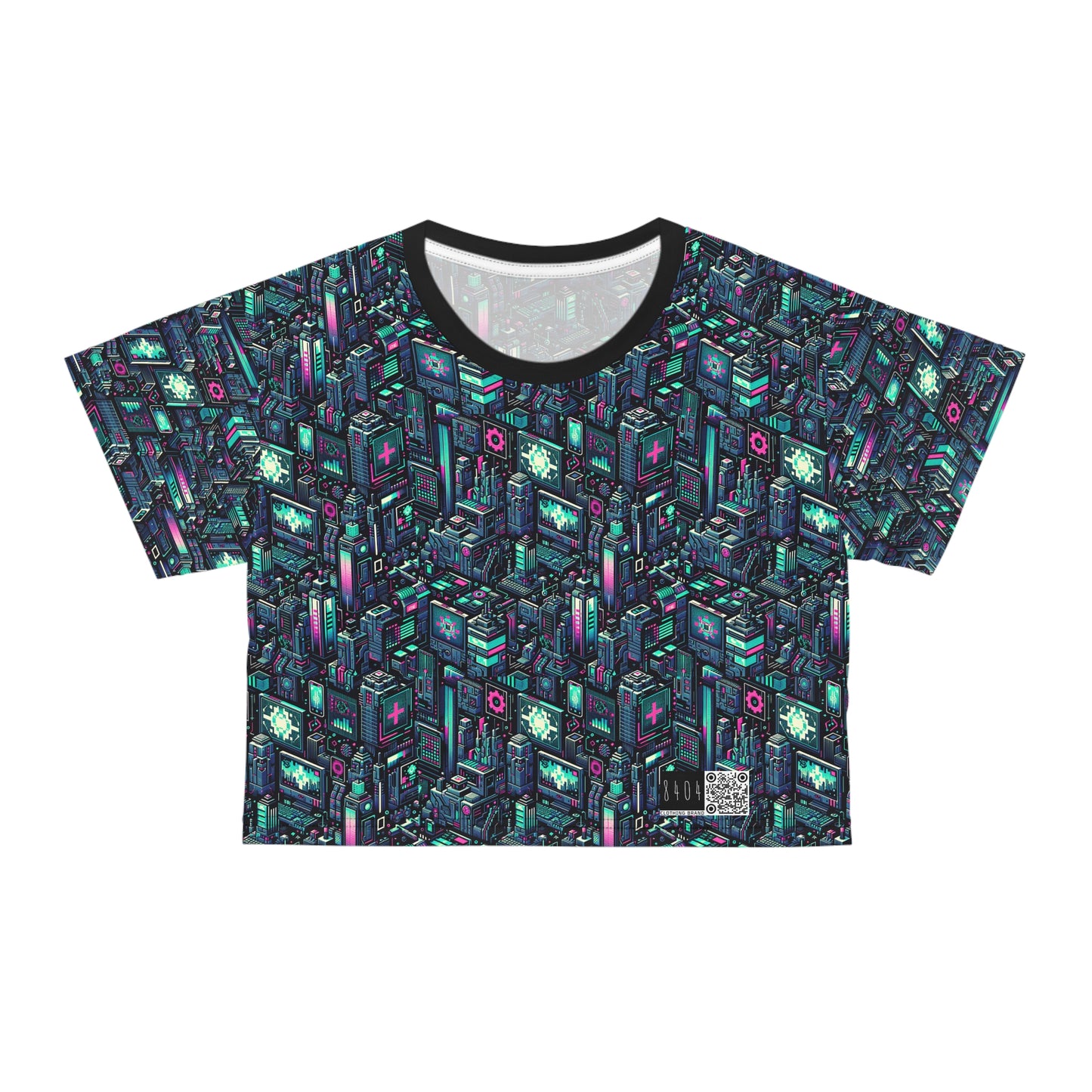 Digital Rebellion Tech-Inspired Streetwear Crop Tee - 8404 Design-58