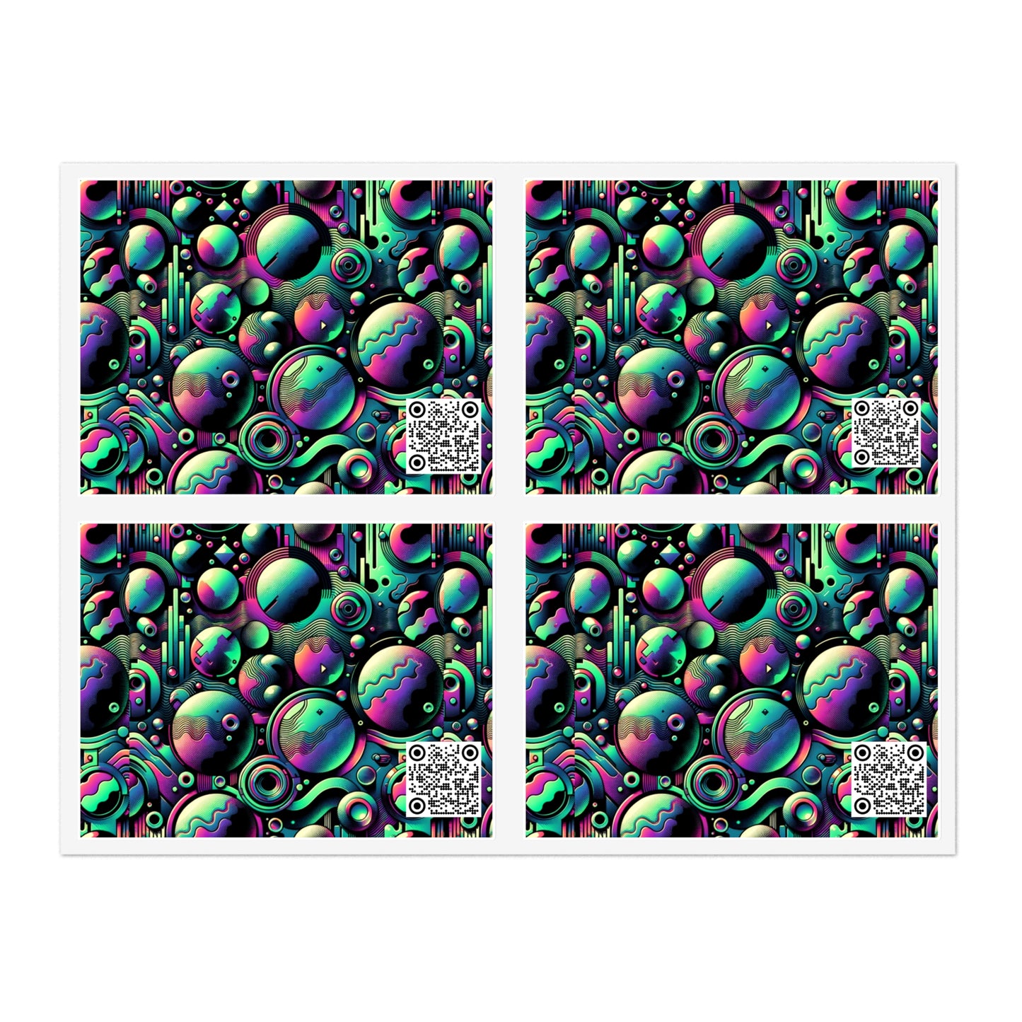 Tech-Tonal Graphics Tech-Forward Streetwear Sticker Sheets - 8404 Design-56