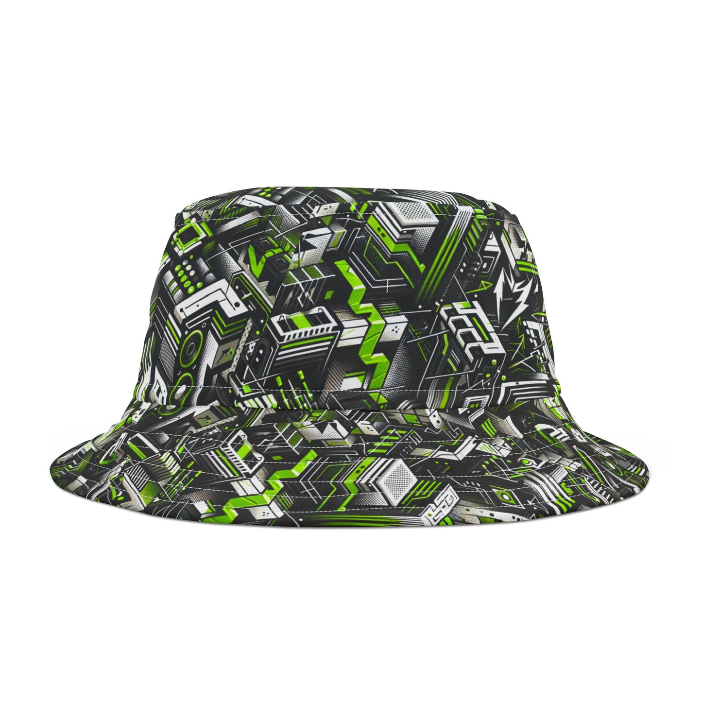 Graffiti Tech Fusion Bold Streetwear Fusion Bucket Hat - 8404 Design-53