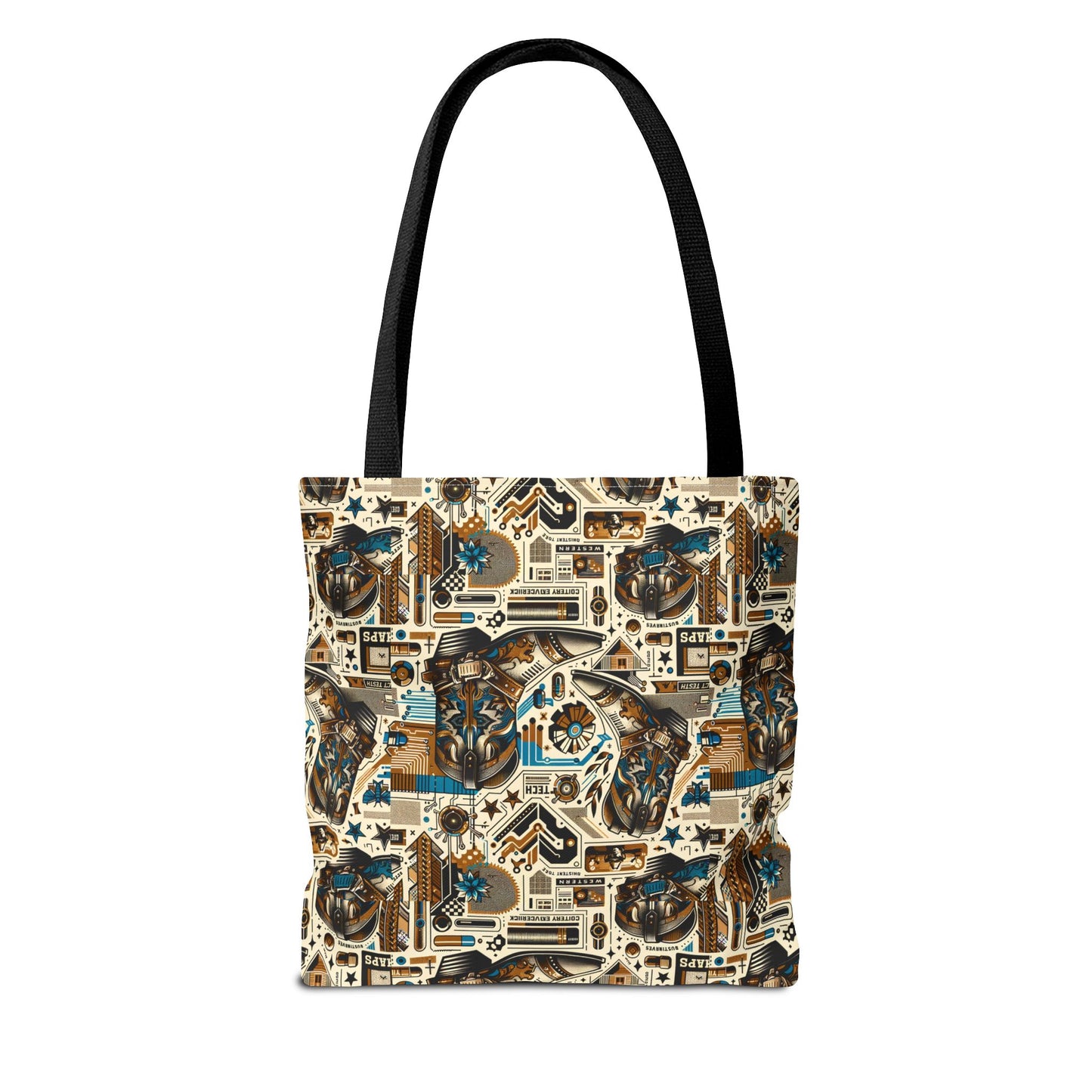 Digital Cowboy Chic Tech-Infused Western Fusion Tote Bag - 8404 Design-45