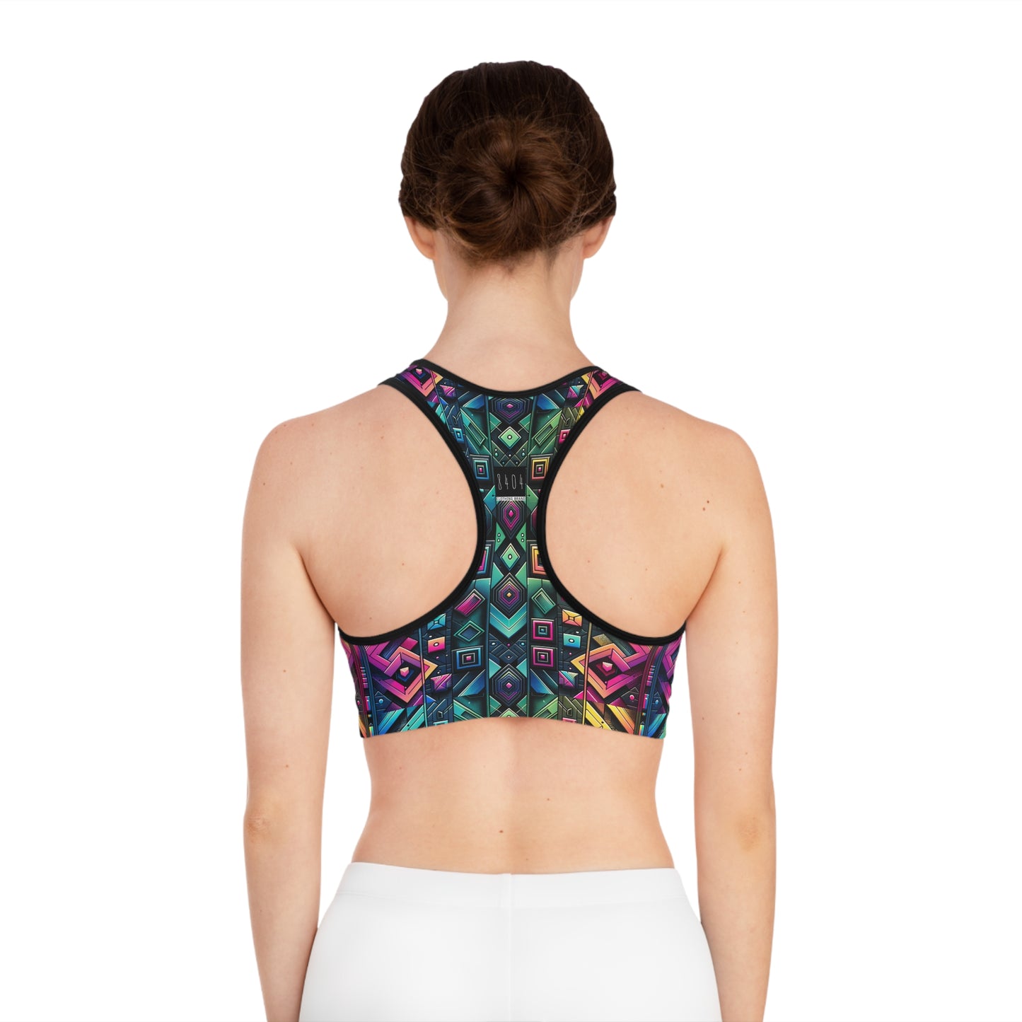 Tech-Inspired Graphics Cyberpunk Cool Sports Bra - 8404 Design-58