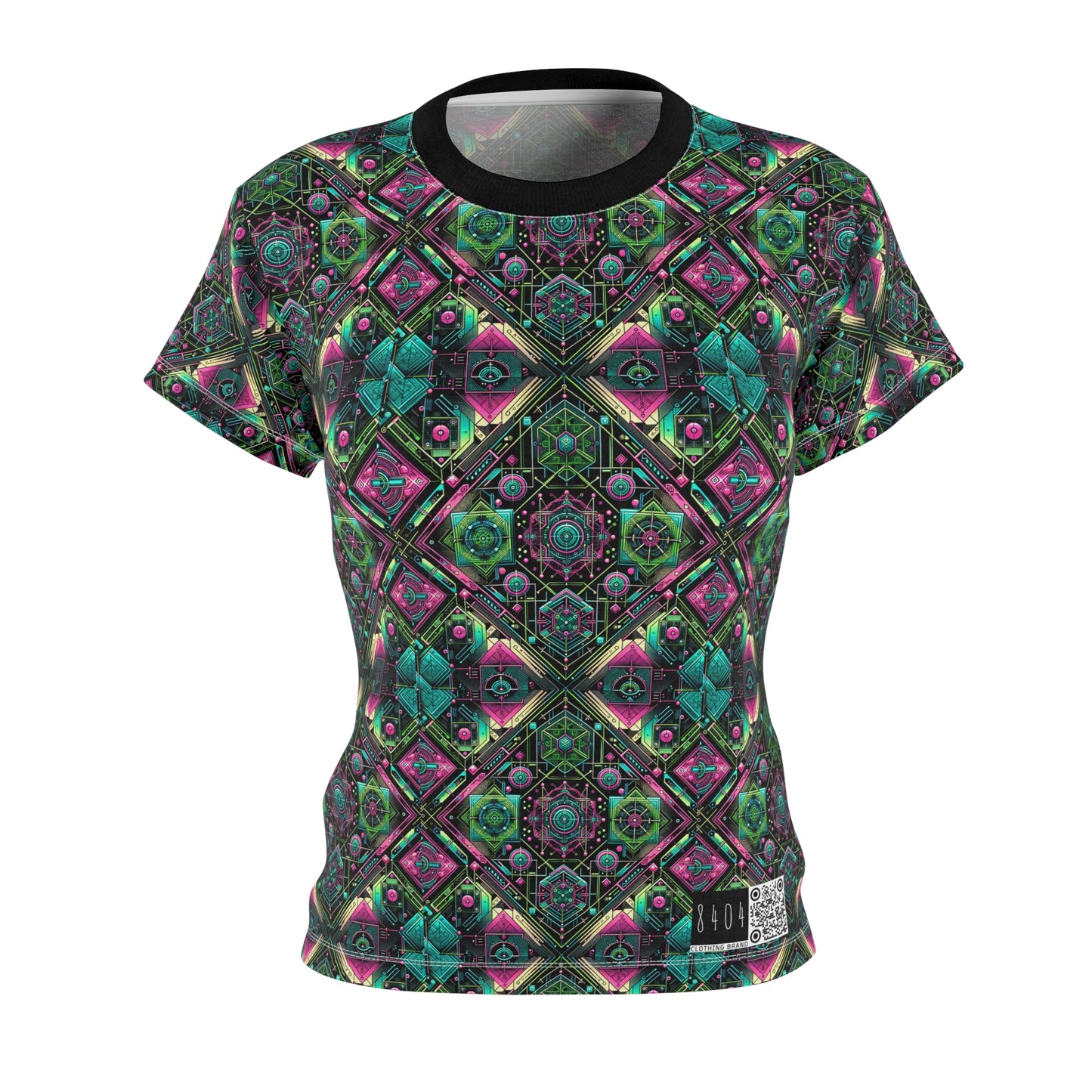 Tech-Infused Graphics Tech-Forward Streetwear Women's Cut & Sew Tee - 8404 Design-45