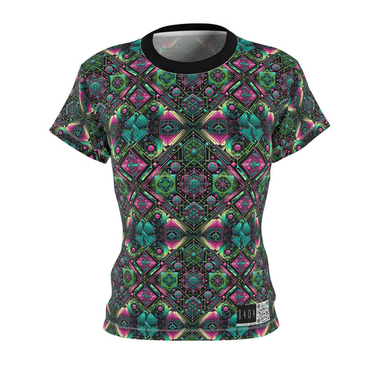 Tech-Infused Graphics Tech-Forward Streetwear Women's Cut & Sew Tee - 8404 Design-45