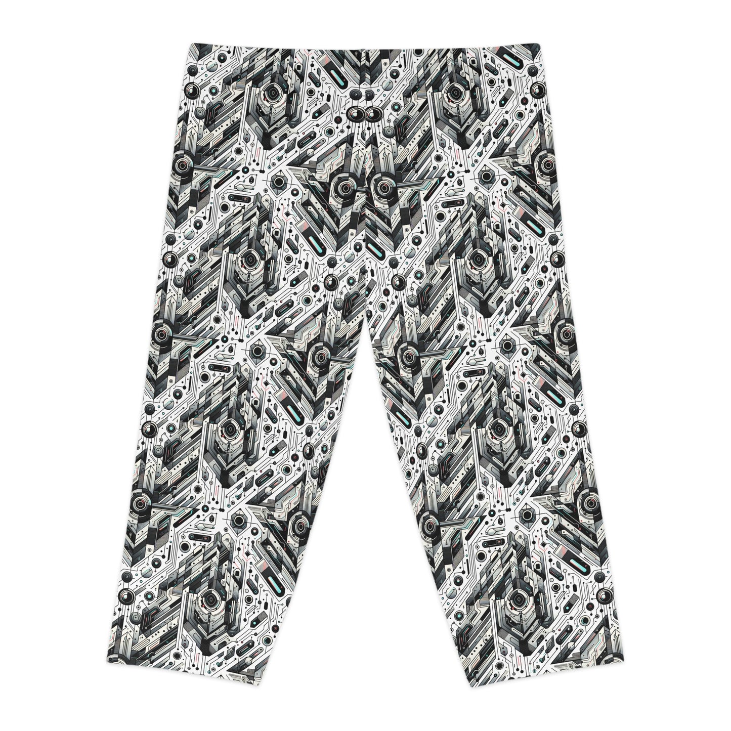 Tech-Infused Streetwear Tech-Forward Minimalism Women's Capri Leggings - 8404 Design-51