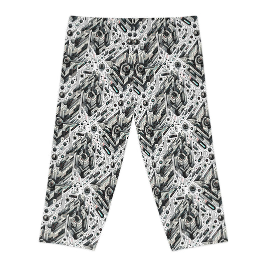 Tech-Infused Streetwear Tech-Forward Minimalism Women's Capri Leggings - 8404 Design-51