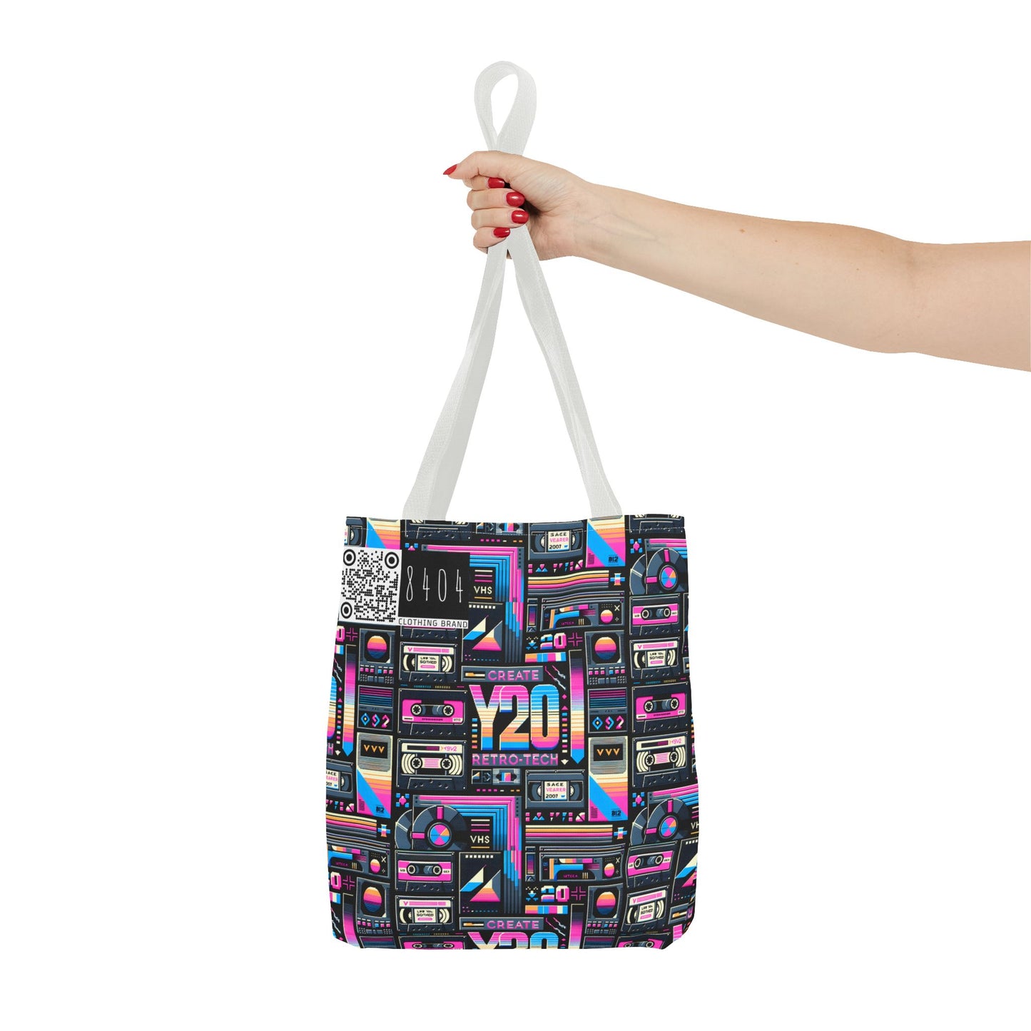 Digital Nostalgia Tech-Inspired Retro Fusion Tote Bag - 8404 Design-65