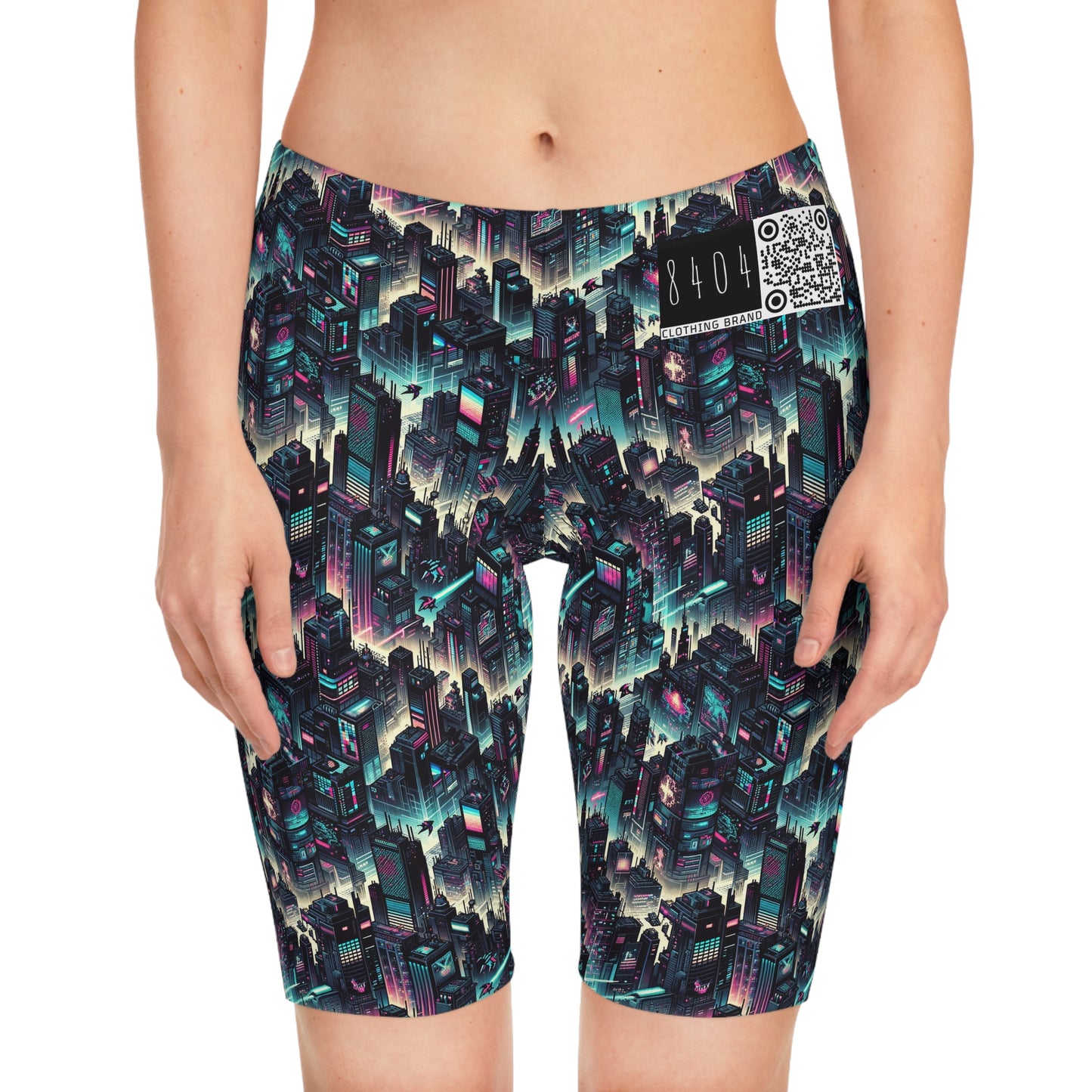 Digital Rebellion Tech-Inspired Streetwear Women's Bike Shorts - 8404 Design-51