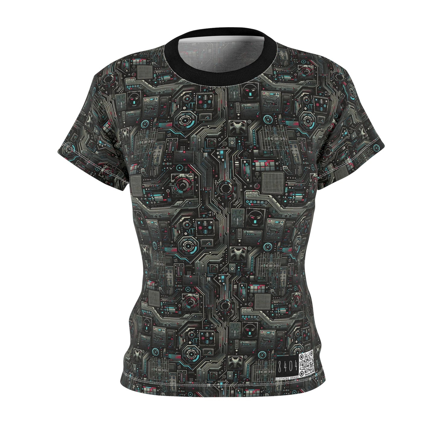 Tech Noir Aesthetics Sleek Tech Streetwear Women's Cut & Sew Tee - 8404 Design-52