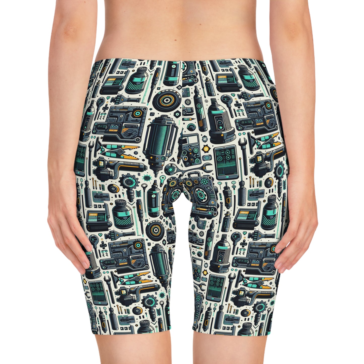 Tech Utility Fusion Modern Tech Streetwear Women's Bike Shorts - 8404 Design-53