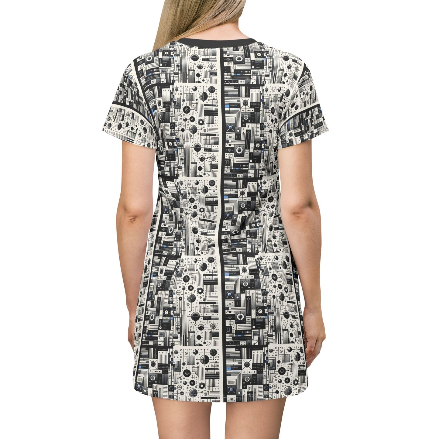 Digital Minimalism Minimalist Tech T-Shirt Dress - 8404 Design-66
