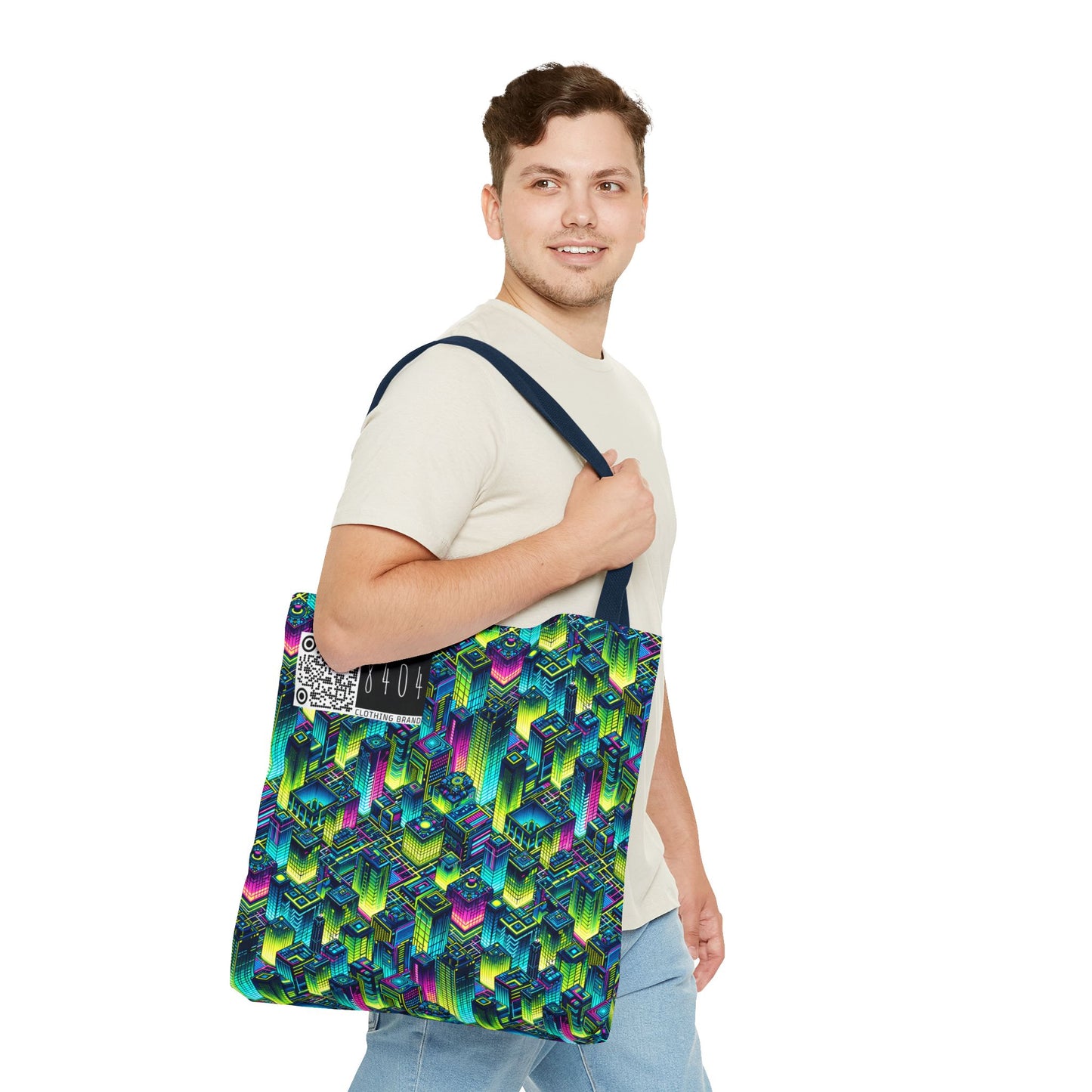 Tech-Infused Neon Tech-Forward Streetwear Tote Bag - 8404 Design-65