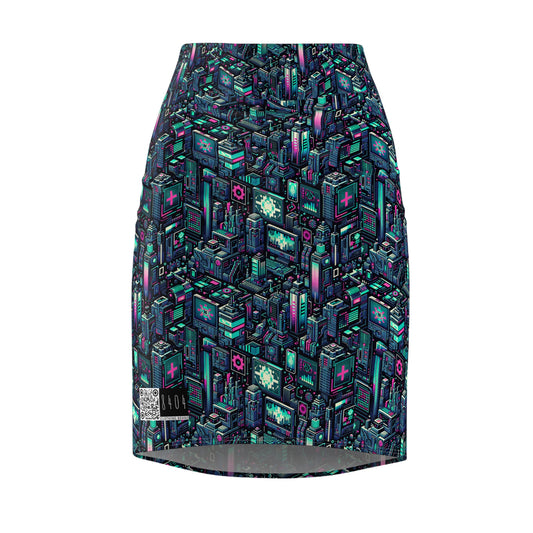 Digital Rebellion Tech-Inspired Streetwear Women's Pencil Skirt - 8404 Design-58
