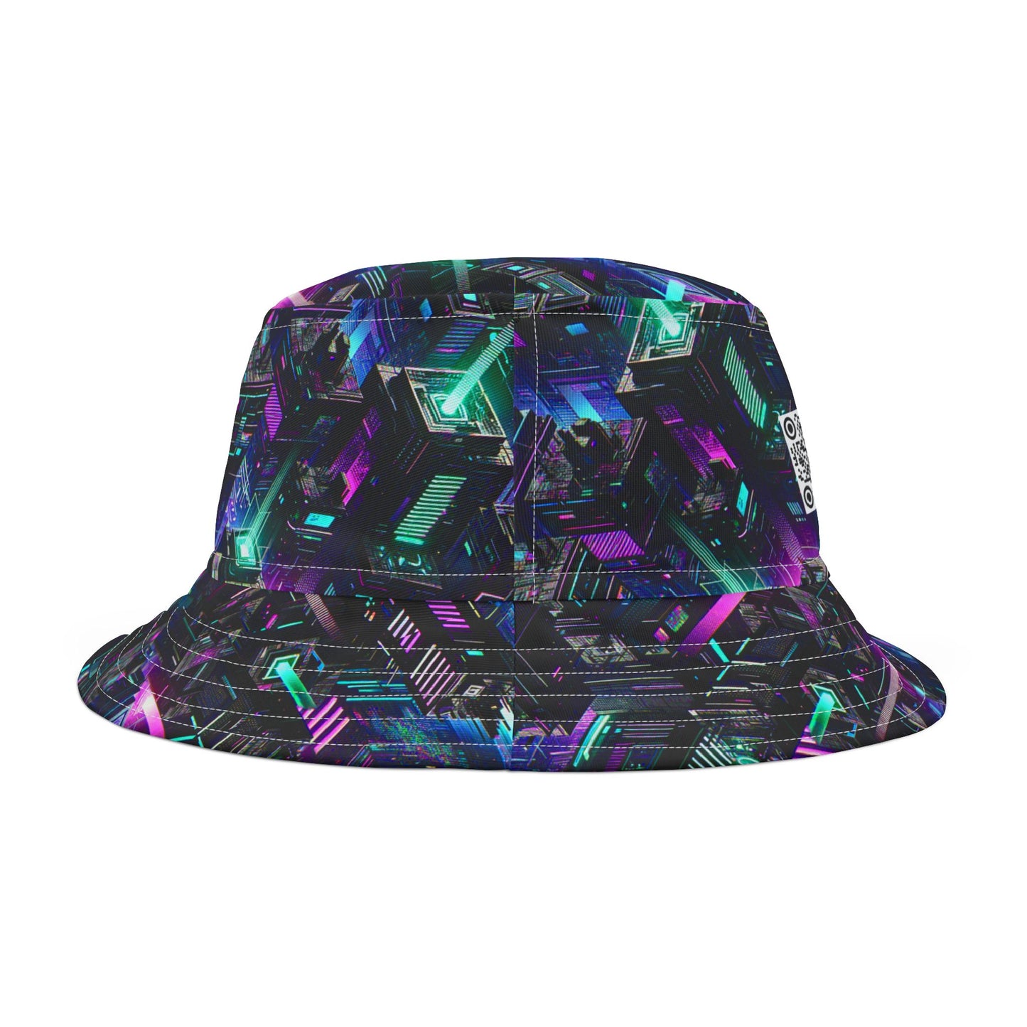 Tech Noir Graphics Futuristic Tech Aesthetics Bucket Hat - 8404 Design-55
