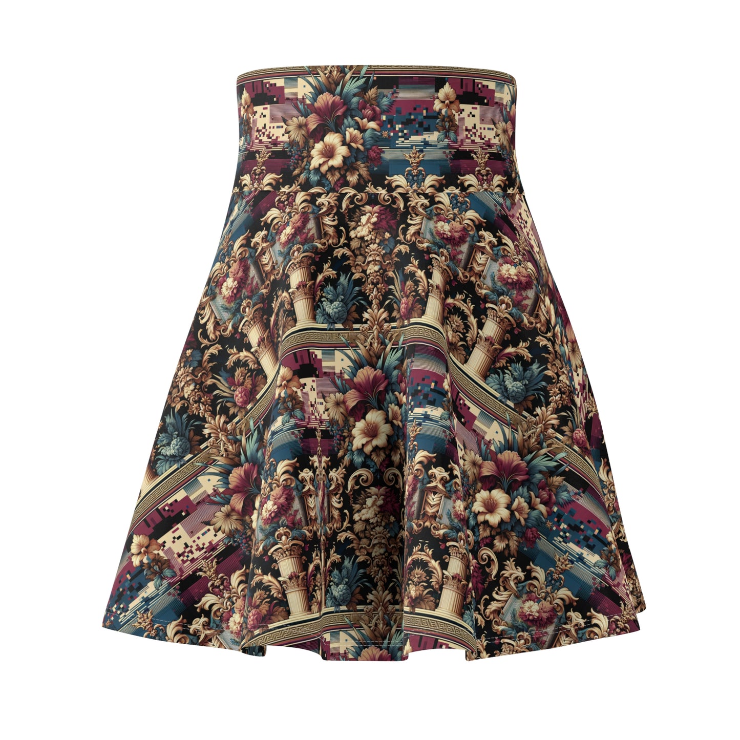 Digital Renaissance Modern Baroque Fusion Women's Skater Skirt - 8404 Design-58