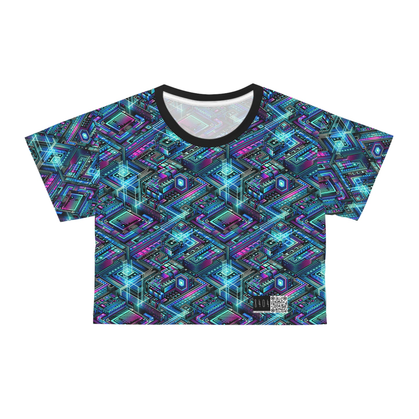 Digital Dreamland Futuristic Tech Aesthetic Crop Tee - 8404 Design-42