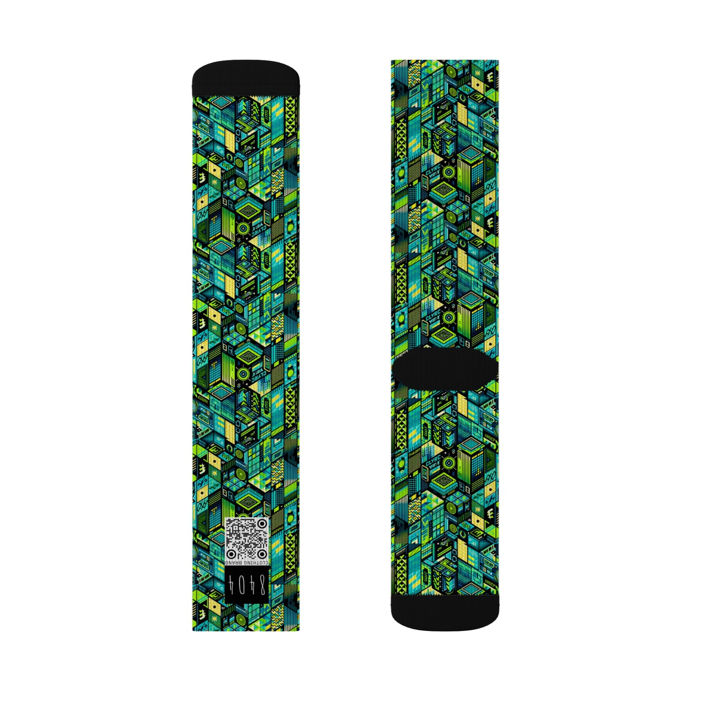 Tech-Infused Neon Tech-Forward Streetwear Sublimation Socks - 8404 Design-61