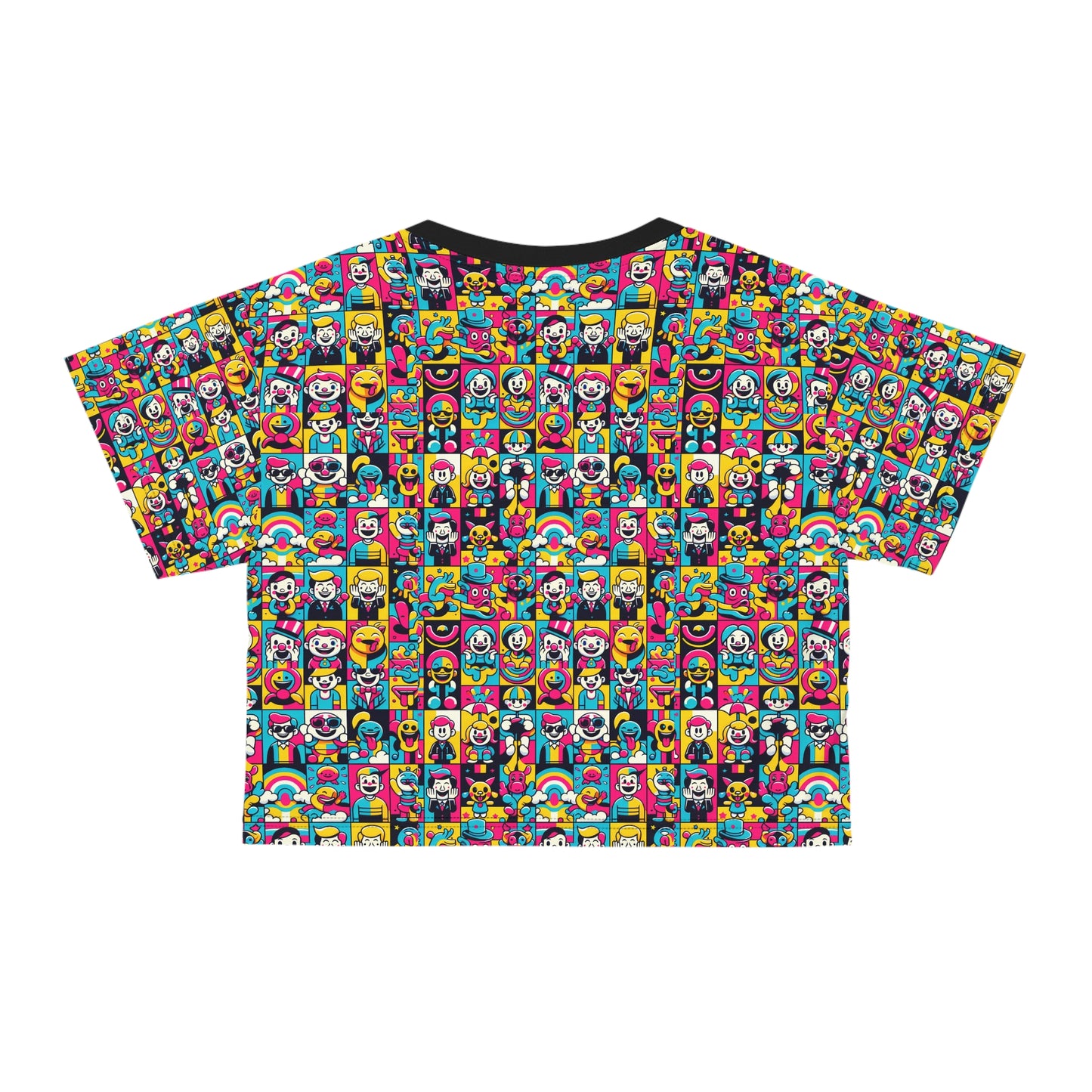 Neon Pop Playful Pop Culture Mashup Crop Tee - 8404 Design-60
