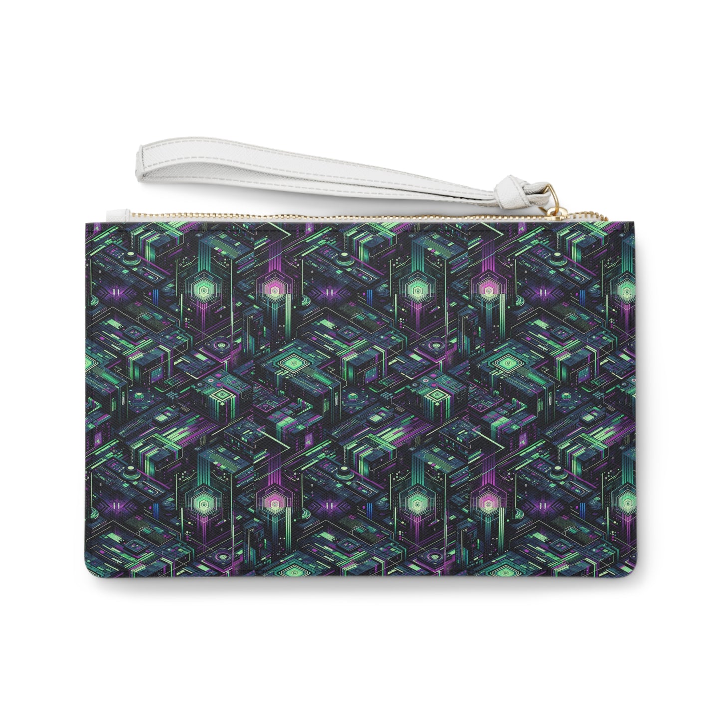 Tech Noir Aesthetics Tech-Forward Urban Dystopia Clutch Bag - 8404 Design-43