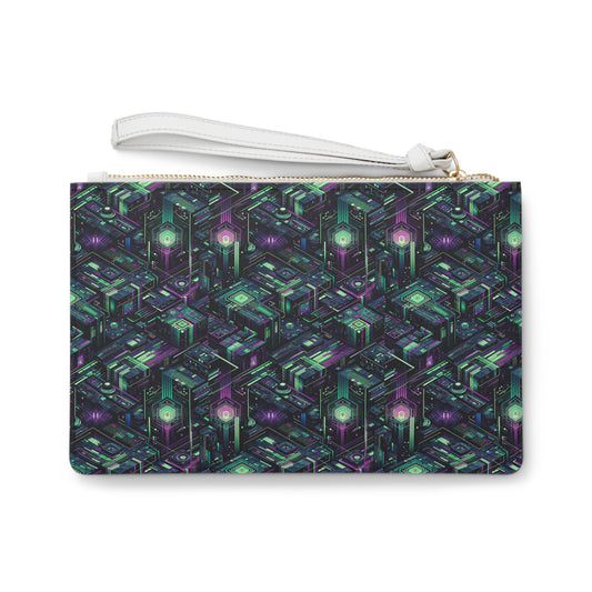 Tech Noir Aesthetics Tech-Forward Urban Dystopia Clutch Bag - 8404 Design-43