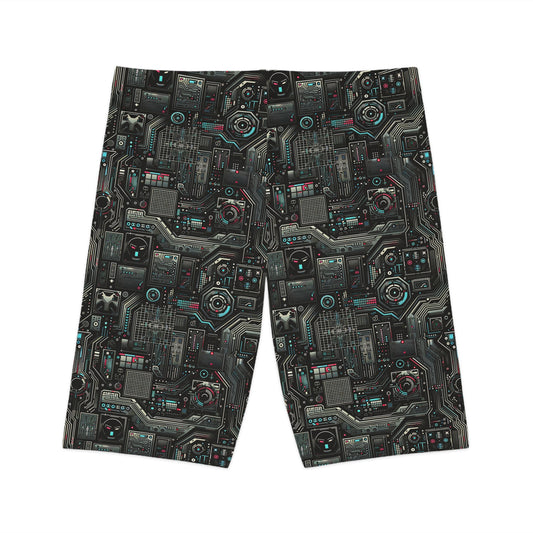 Tech Noir Aesthetics Sleek Tech Streetwear Women's Bike Shorts - 8404 Design-52