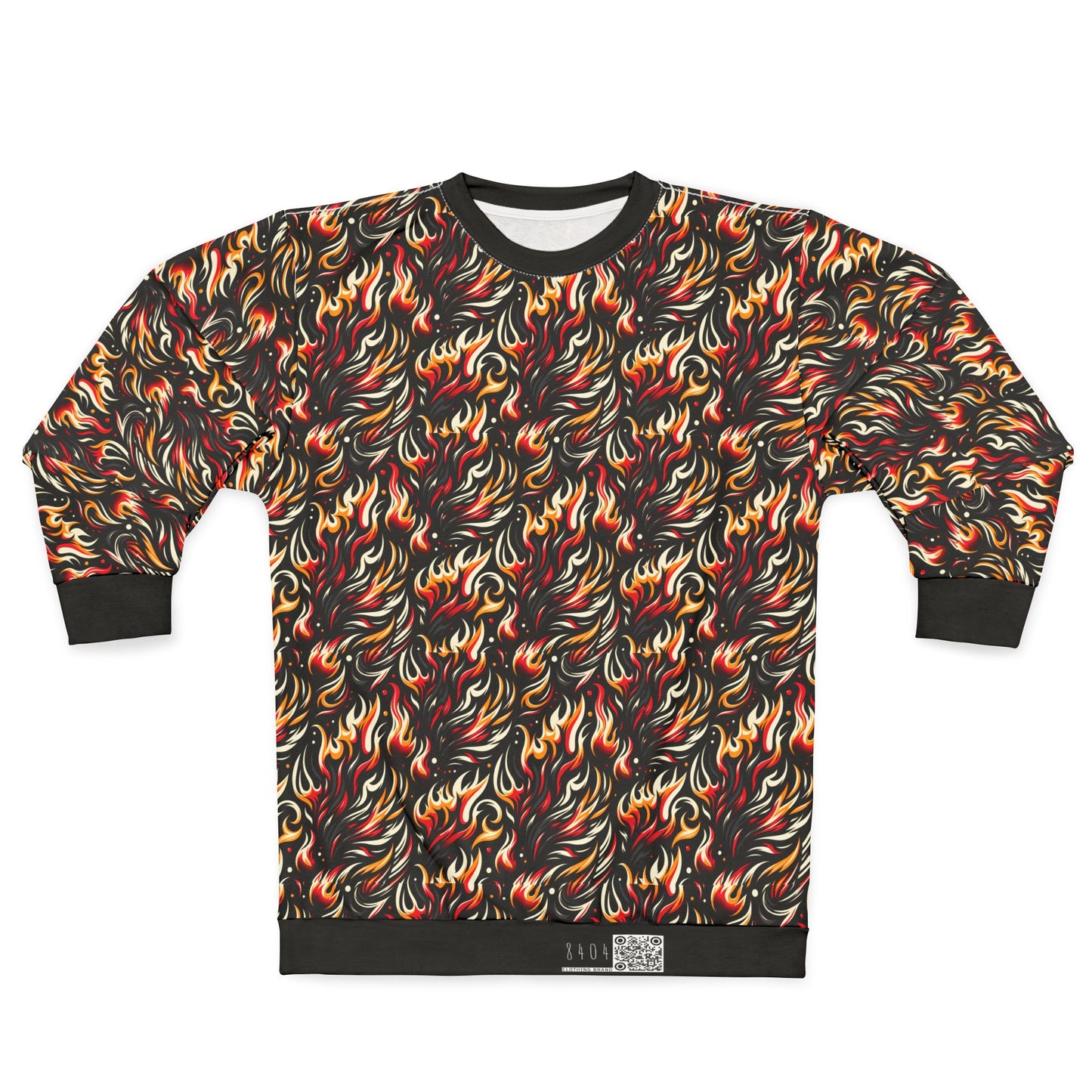 Fire & Flames Bold Streetwear Statement Sweatshirt - 8404 Design-60