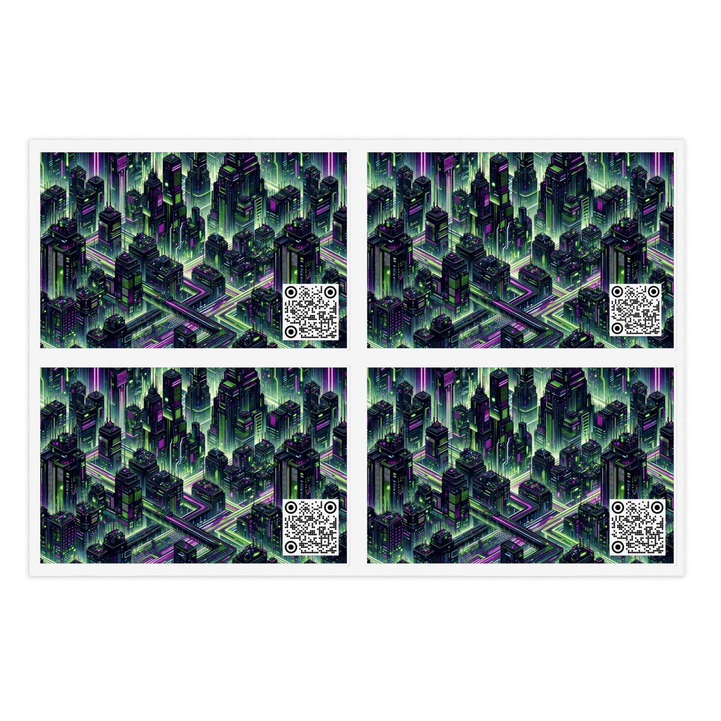 Tech Noir Aesthetics Tech-Forward Urban Dystopia Sticker Sheets - 8404 Design-55