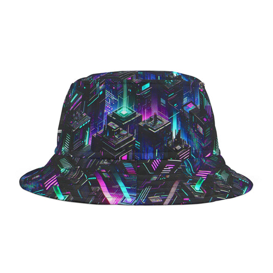 Tech Noir Graphics Futuristic Tech Aesthetics Bucket Hat - 8404 Design-55