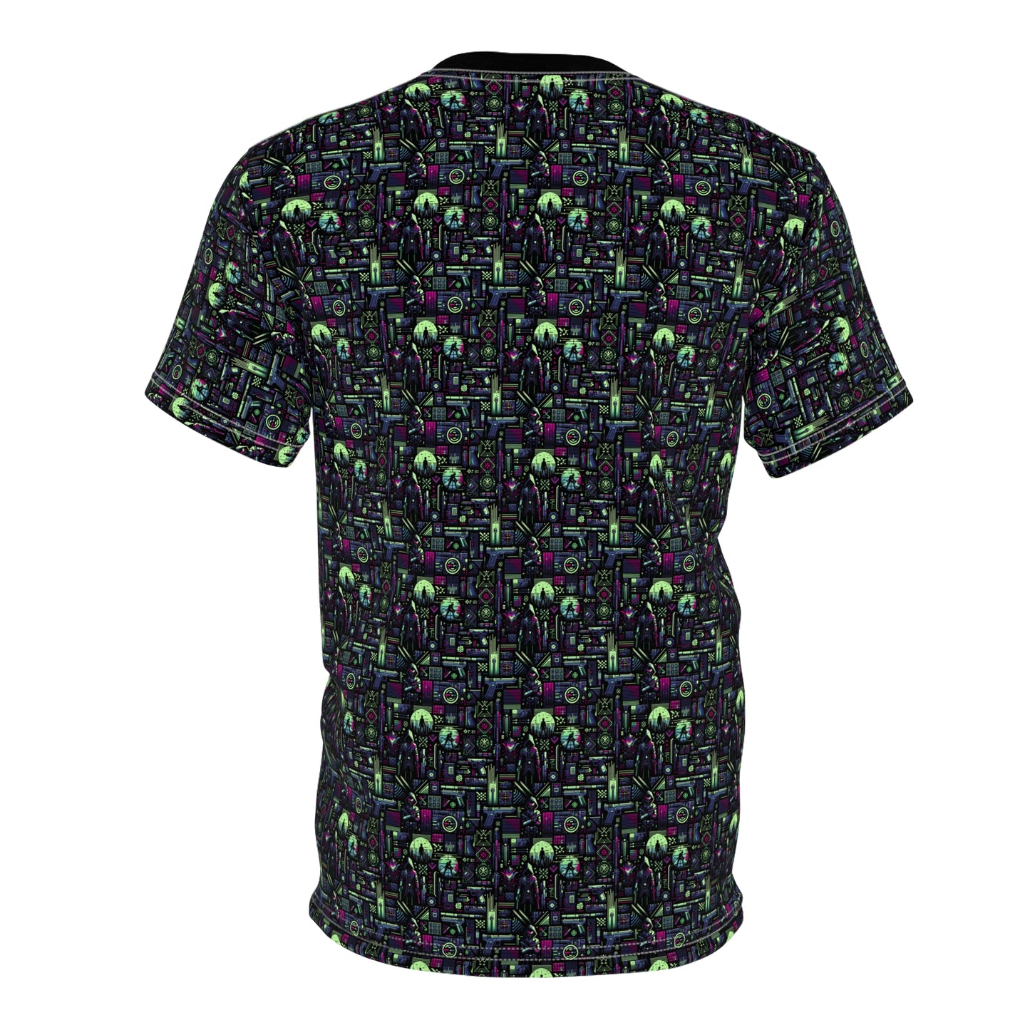 Tech Noir Futuristic Cyberpunk Unisex Cut & Sew Tee - 8404 Design-63