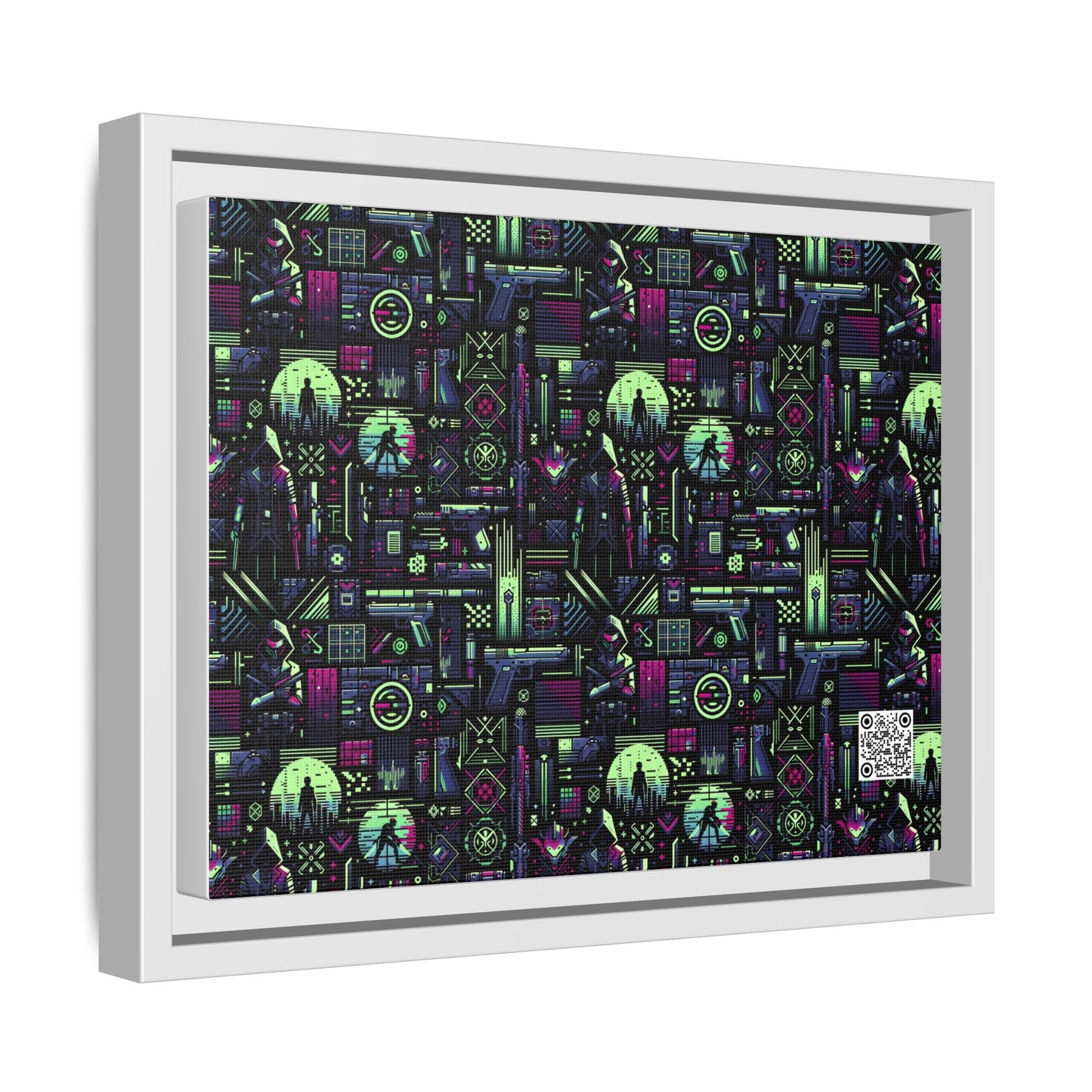 Tech Noir Futuristic Cyberpunk Matte Canvas, Framed (multi-Color) - 8404 Design-63 A