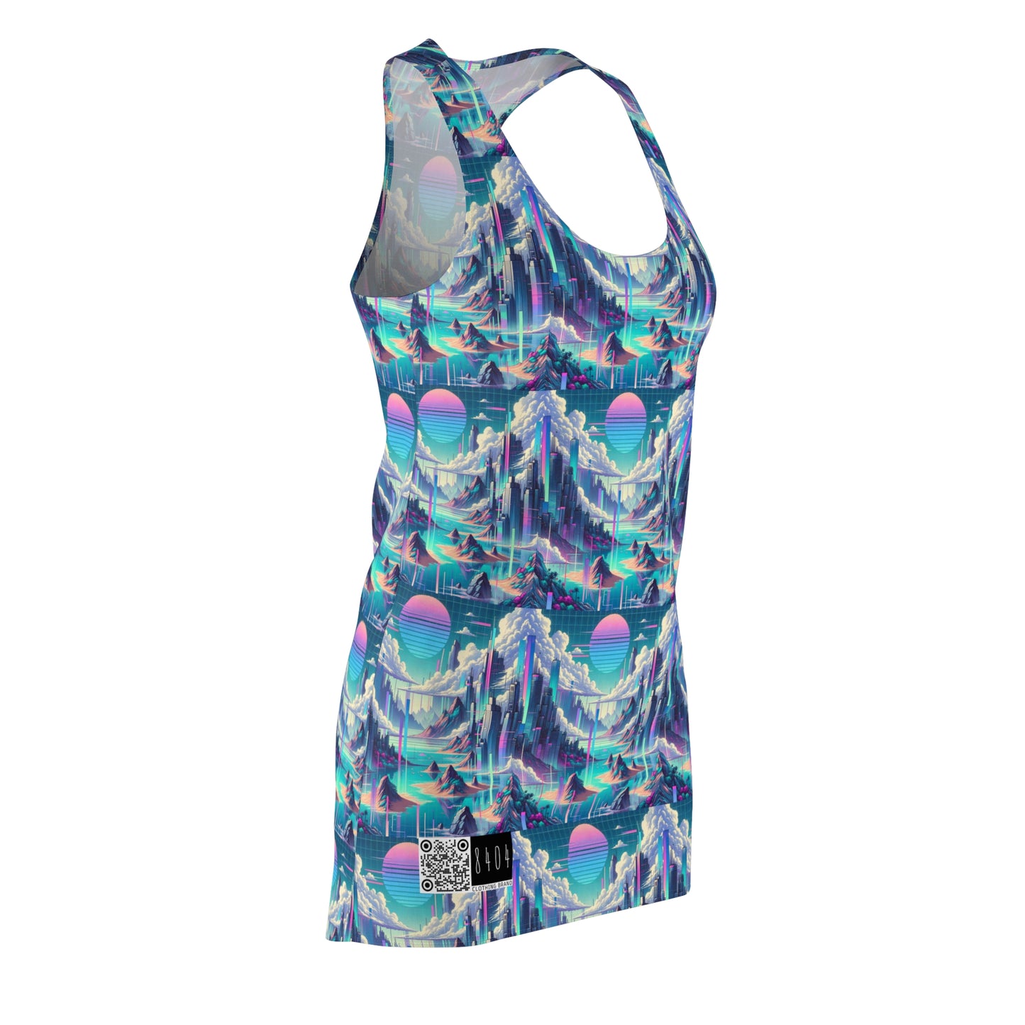 Digital Dreamscapes Digitally-Inspired Streetwear With a Dreamy, Surreal Twist Women's Cut & Sew Racerback Dress - 8404 Design-53