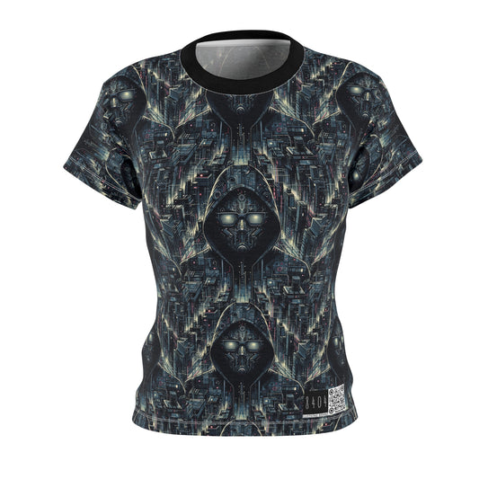 Tech Noir Aesthetics Sleek Tech Streetwear Women's Cut & Sew Tee - 8404 Design-56