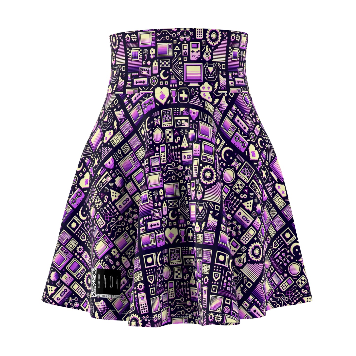 Digital Nostalgia Remix Modern Vintage Fusion Women's Skater Skirt - 8404 Design-54