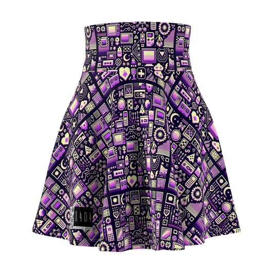 Digital Nostalgia Remix Modern Vintage Fusion Women's Skater Skirt - 8404 Design-54