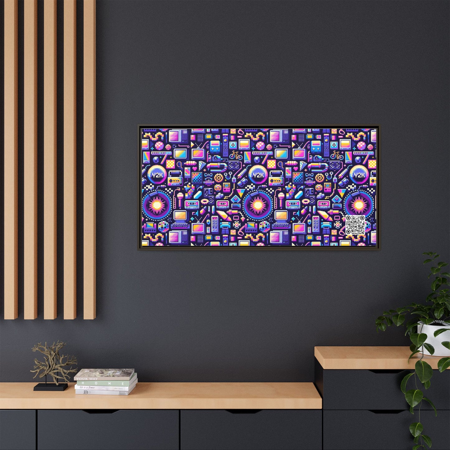 Digital Nostalgia Modern Retro Fusion Matte Canvas, Framed (multi-Color) - 8404 Design-64 B