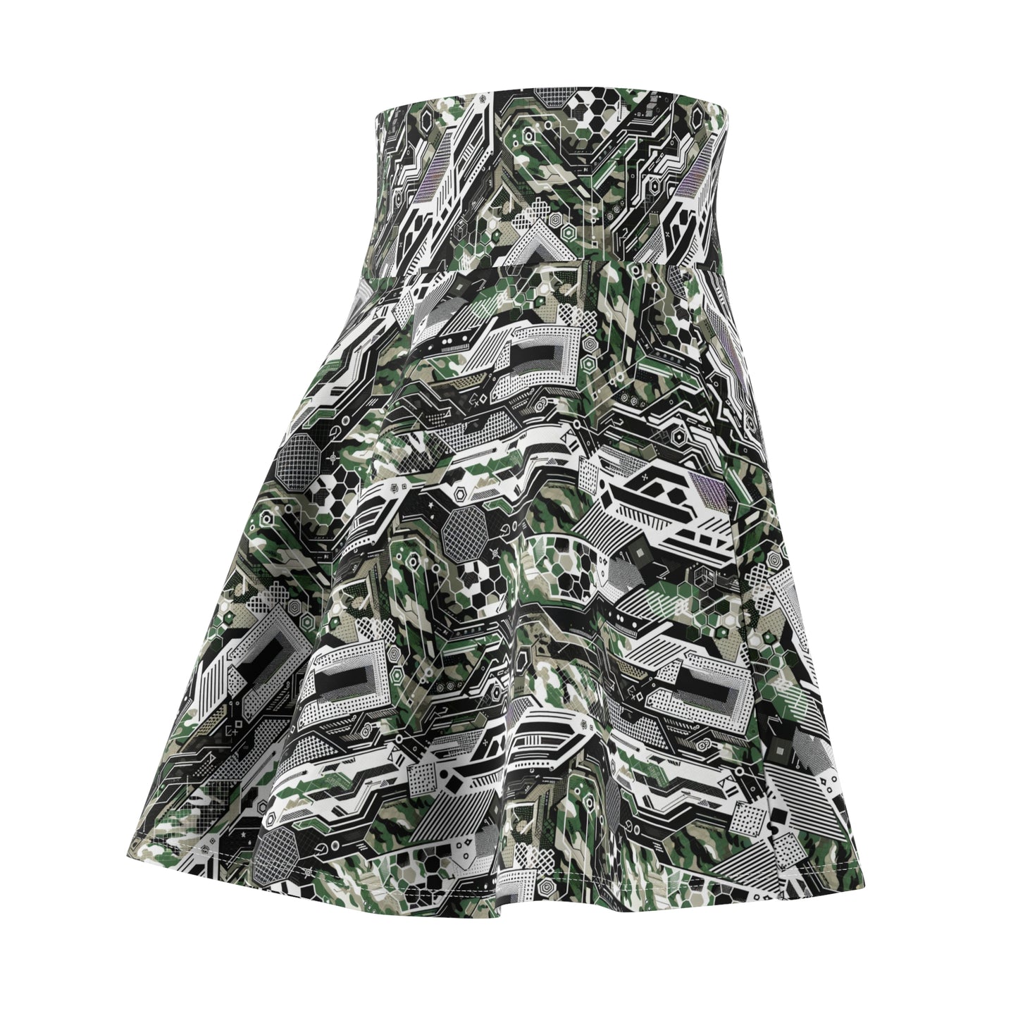 Tech Camo Fusion Tech-Forward Streetwear With a Futuristic Edge Women's Skater Skirt - 8404 Design-46