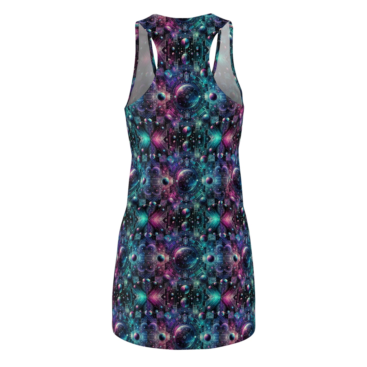 Galactic Hues Tech-Forward Cosmic Fusion Women's Cut & Sew Racerback Dress - 8404 Design-59