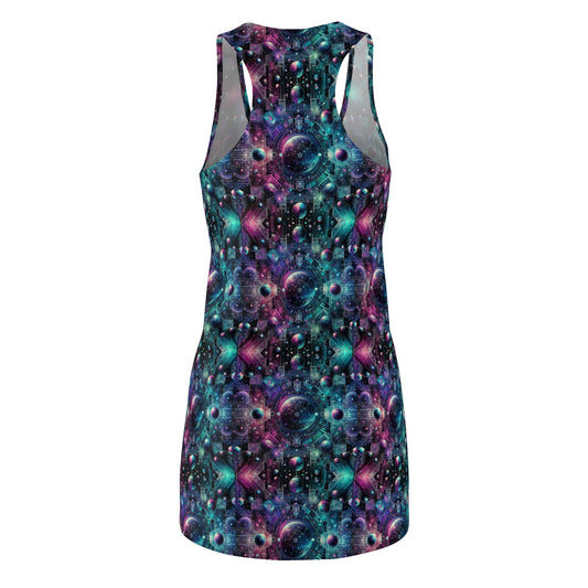 Galactic Hues Tech-Forward Cosmic Fusion Women's Cut & Sew Racerback Dress - 8404 Design-59