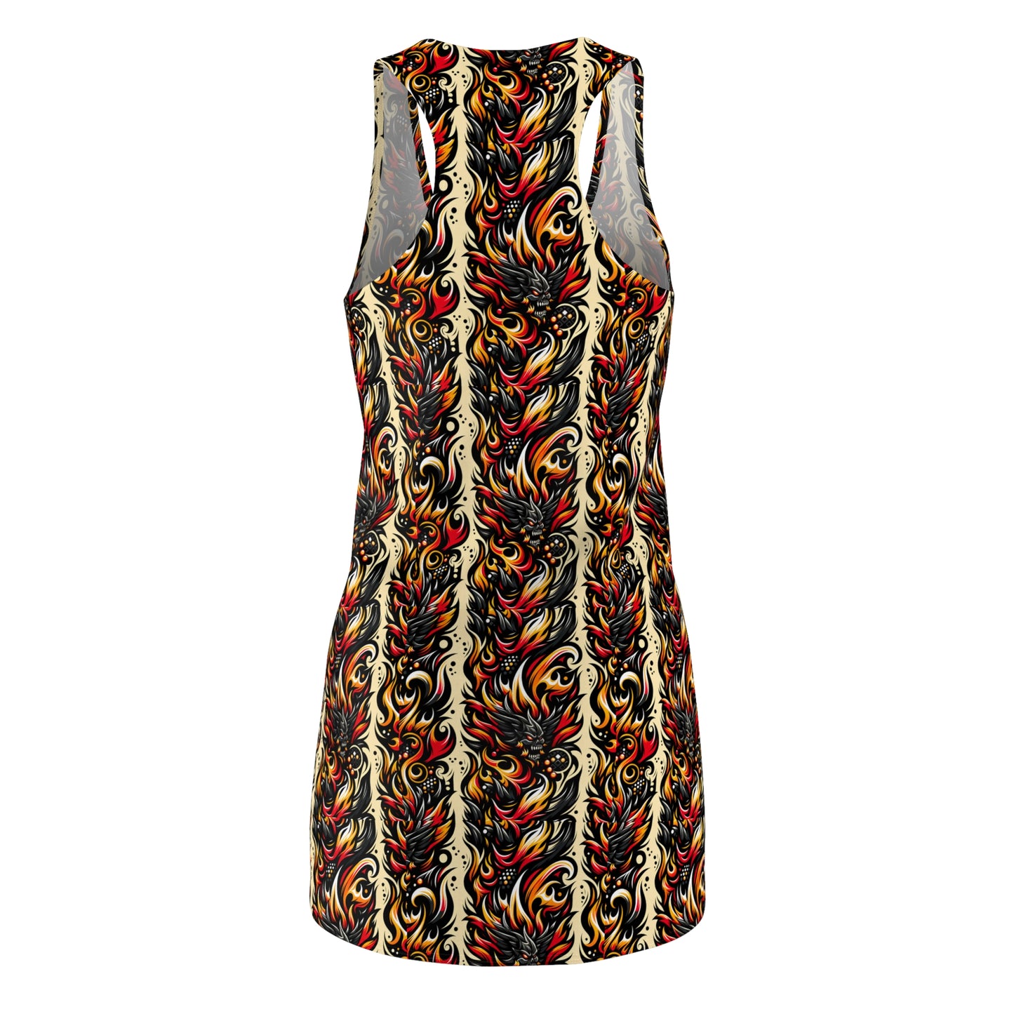Flame Graphics Maximalist Streetwear Women's Cut & Sew Racerback Dress - 8404 Design-65