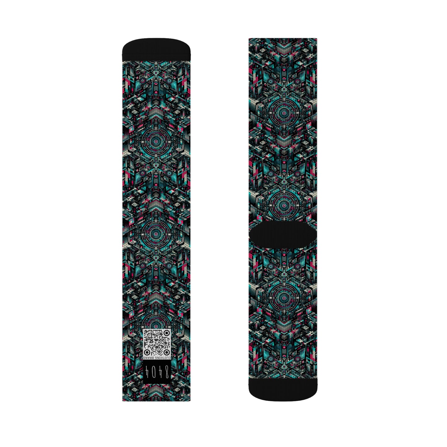 Digital Rebellion Tech-Inspired Streetwear Sublimation Socks - 8404 Design-54