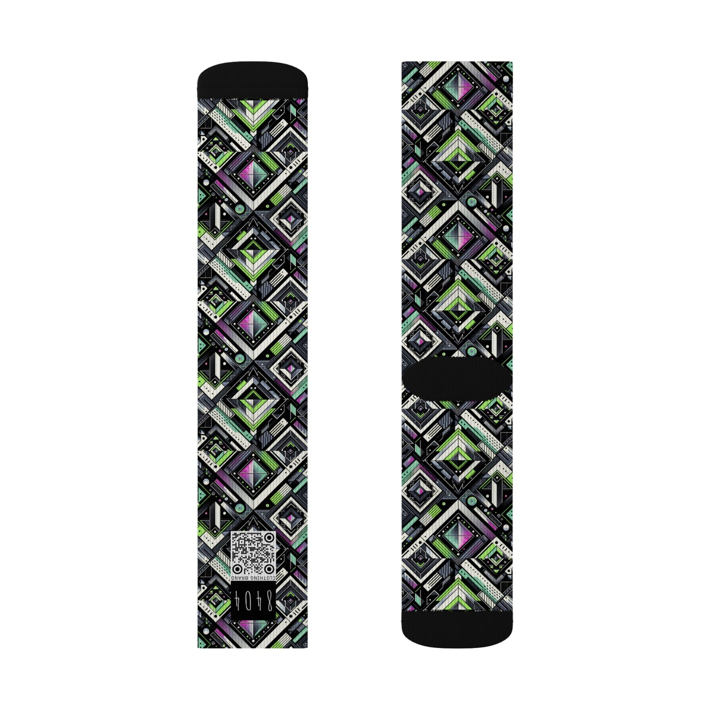 Retro Futurism Graphics Tech-Forward Streetwear Sublimation Socks - 8404 Design-48