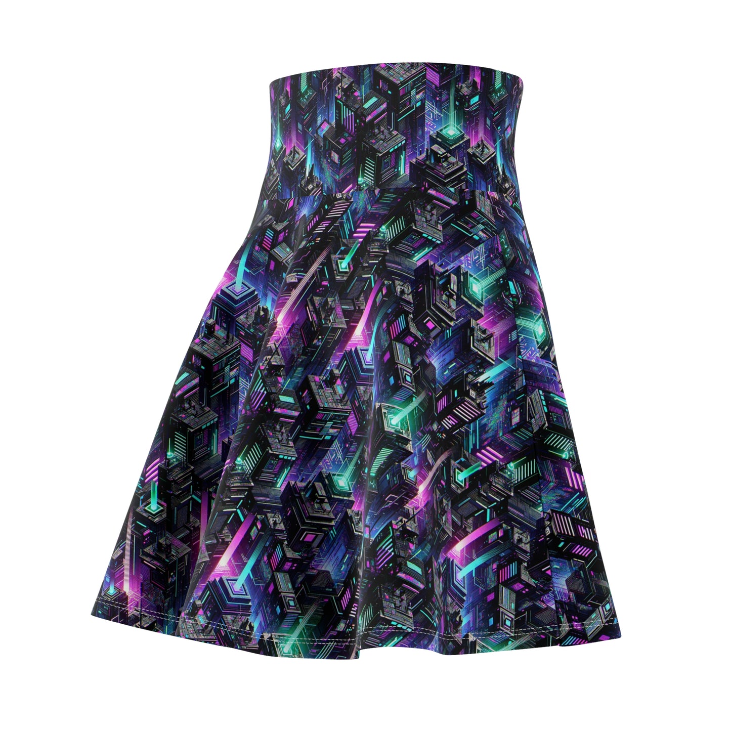 Tech Noir Graphics Futuristic Tech Aesthetics Women's Skater Skirt - 8404 Design-55