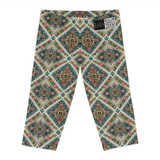 Cultural Fusion Tech Blend of Cultural Heritage With Tech-Inspired Elements Women's Capri Leggings - 8404 Design-64