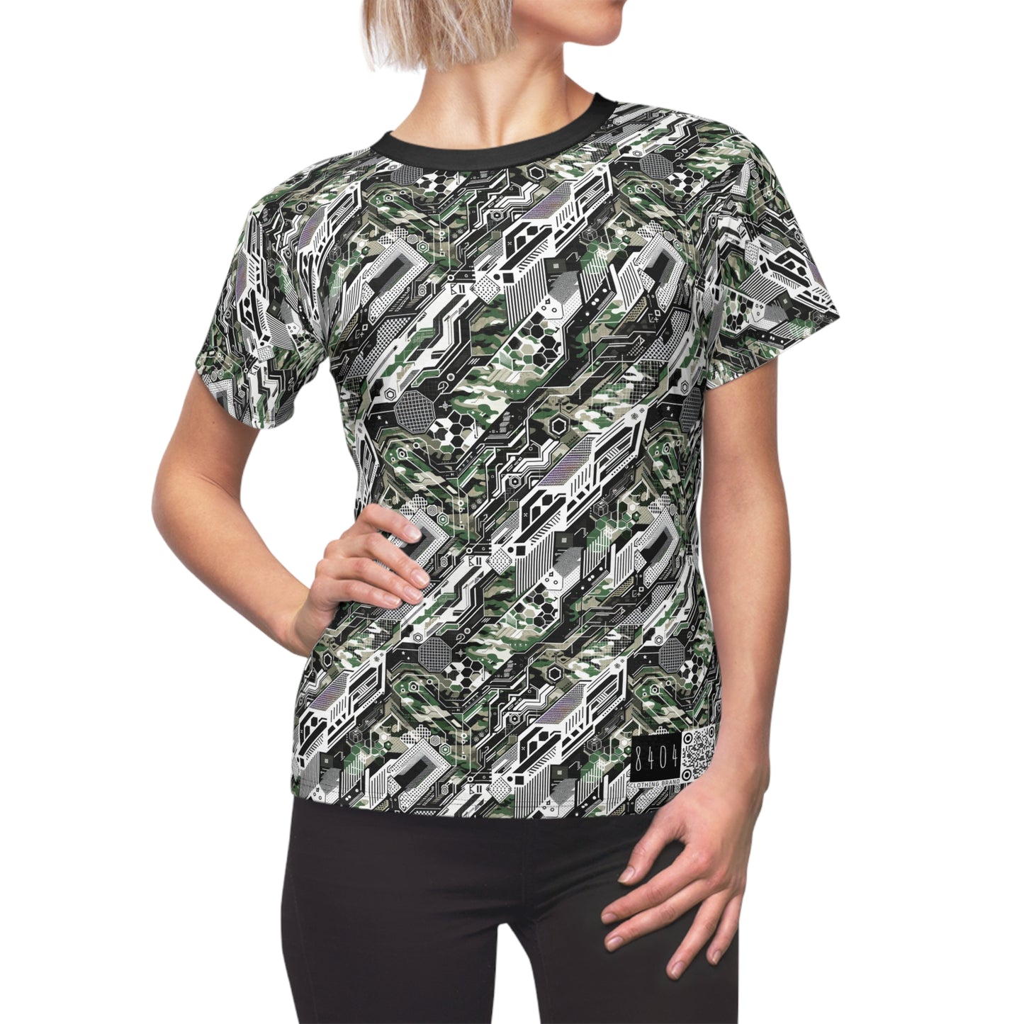Tech Camo Fusion Tech-Forward Streetwear With a Futuristic Edge Women's Cut & Sew Tee - 8404 Design-46