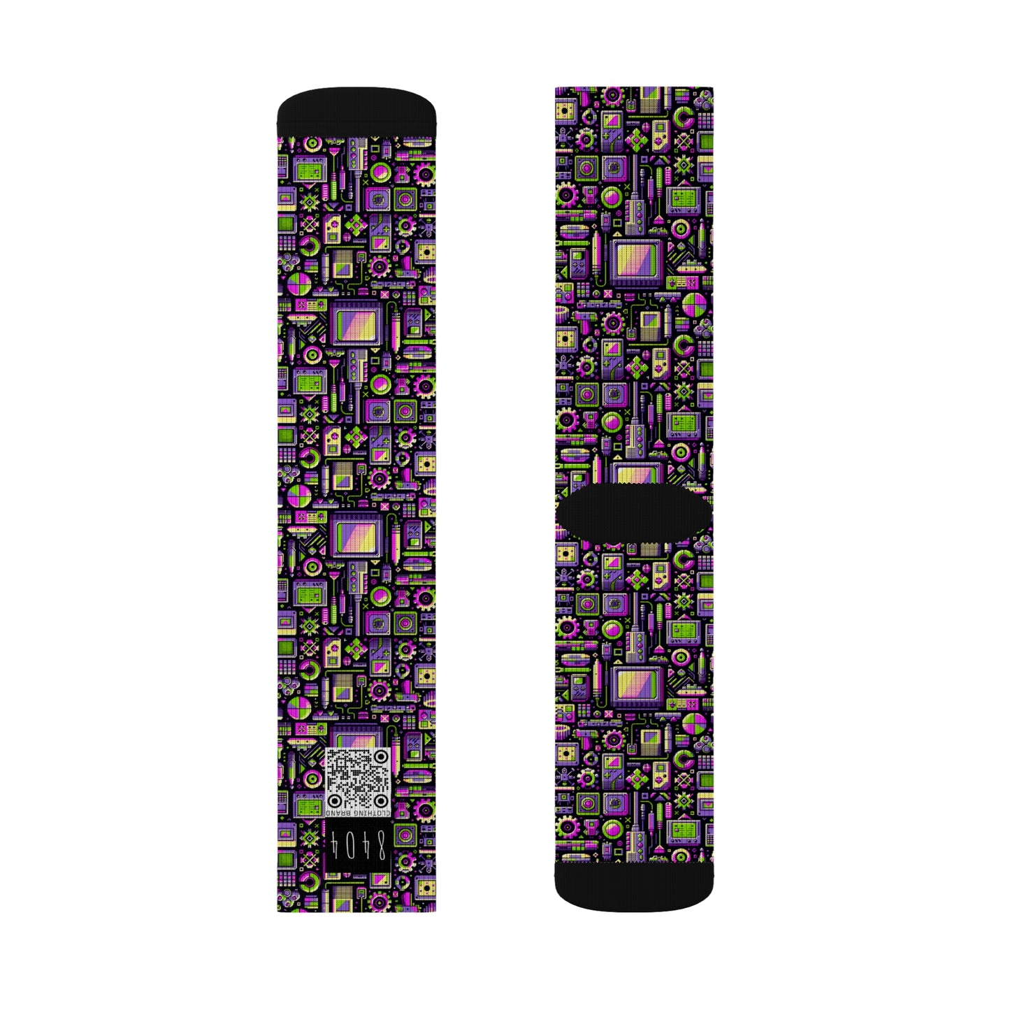 Digital Nostalgia Remix Modern Vintage Fusion Sublimation Socks - 8404 Design-67
