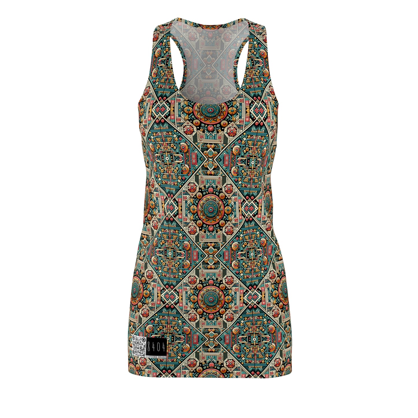 Cultural Fusion Tech Blend of Cultural Heritage With Tech-Inspired Elements Women's Cut & Sew Racerback Dress - 8404 Design-74