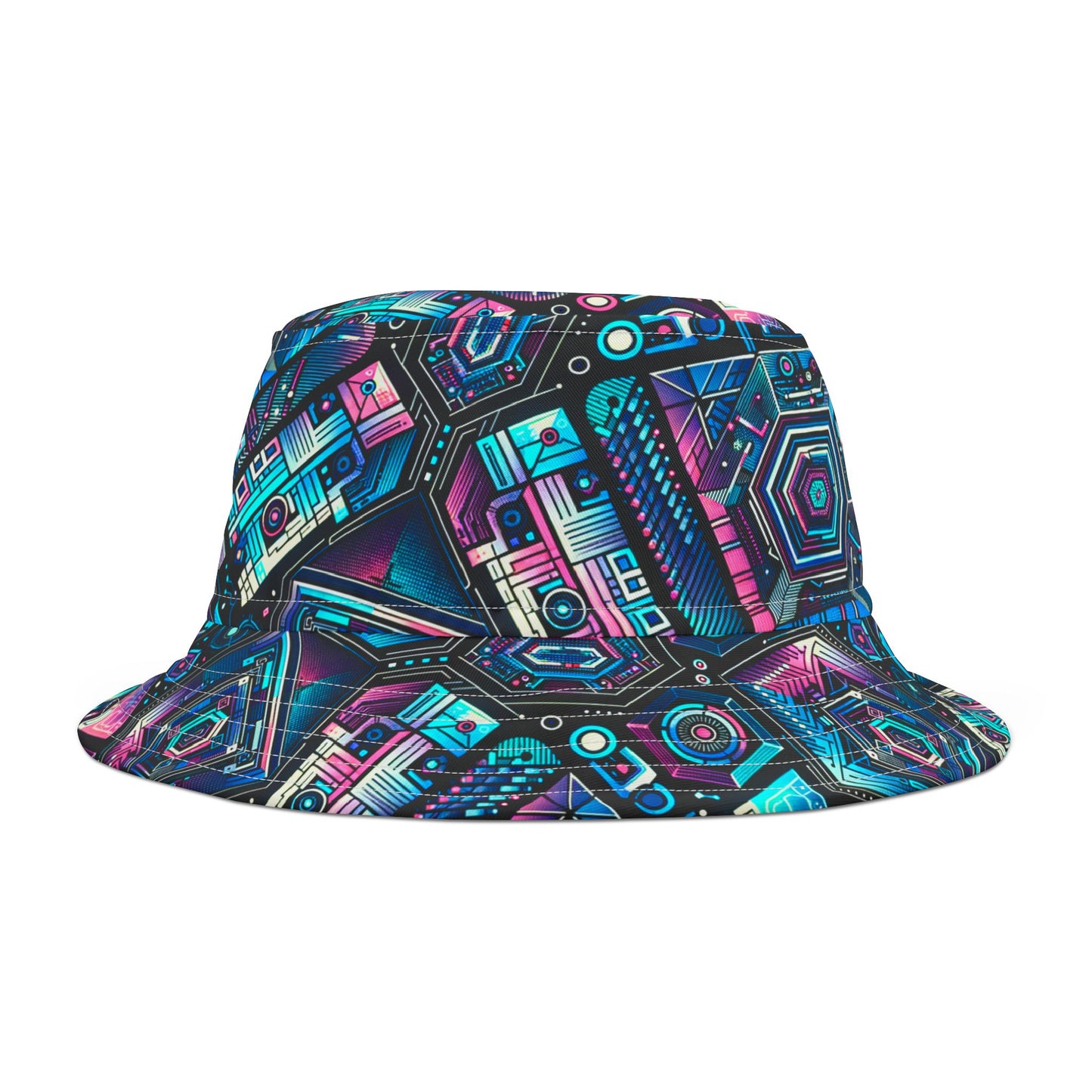 Digital Dreamland Futuristic Tech Aesthetic Bucket Hat - 8404 Design-46