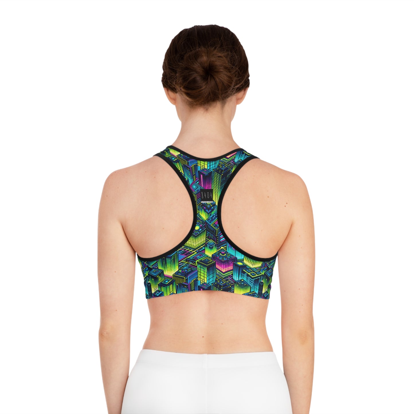 Tech-Infused Neon Tech-Forward Streetwear Sports Bra - 8404 Design-65