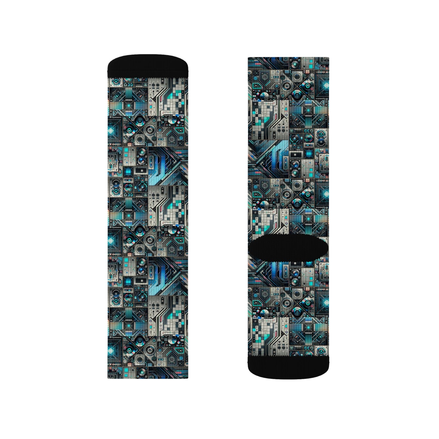Tech-Infused Futurism Sleek Tech Edge Sublimation Socks - 8404 Design-48
