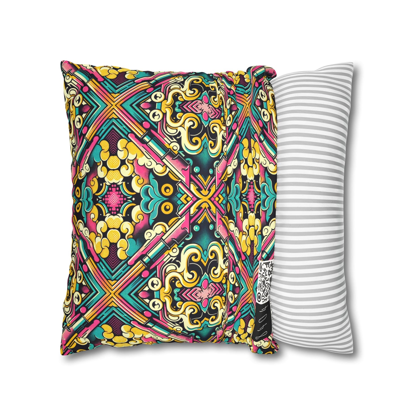 Neon Pop Art Revival Pop Culture Retro Faux Suede Square Pillowcase - 8404 Design-59